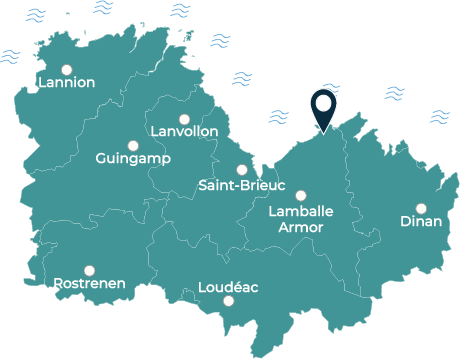 Carte de localisation d’Erquy en Côtes d’Armor Bretagne