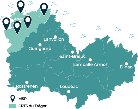 Carte Maisons de santé pluriprofessionnelles de Lannion-Trégor Communauté