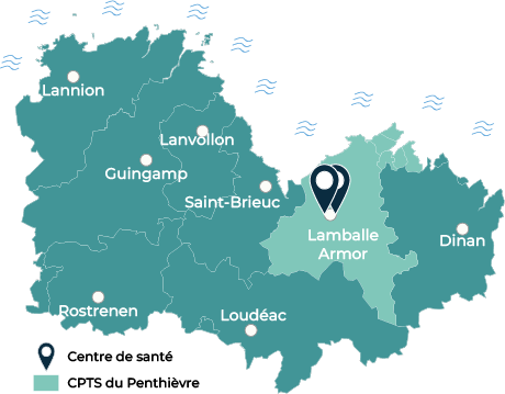 Carte des Centres de Santé situés sur le territoire de Lamballe-Terre-et-Mer