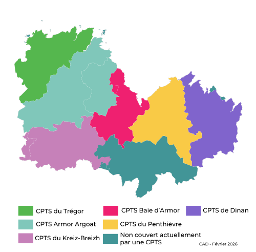Carte des CPTS des Côtes d'Armor