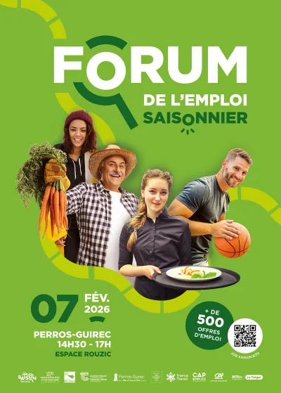 Affiche forum de l'emploi saisonnier 2026 à Perros-Guirec
